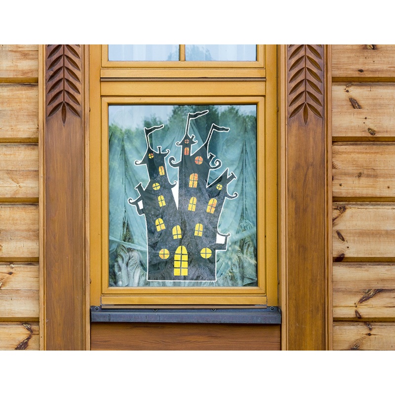 Halloween: Castle Window Clings        –   Removable Window   Static Decal