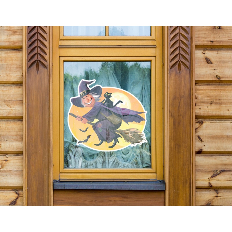 Halloween: Happy Witch Window Clings        –   Removable Window   Static Decal