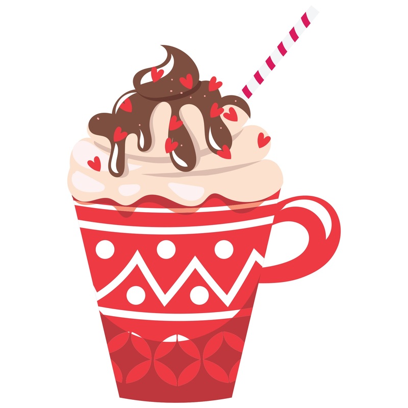 Christmas: Heart Hot Chocolate Icon – Removable Adhesive Decal