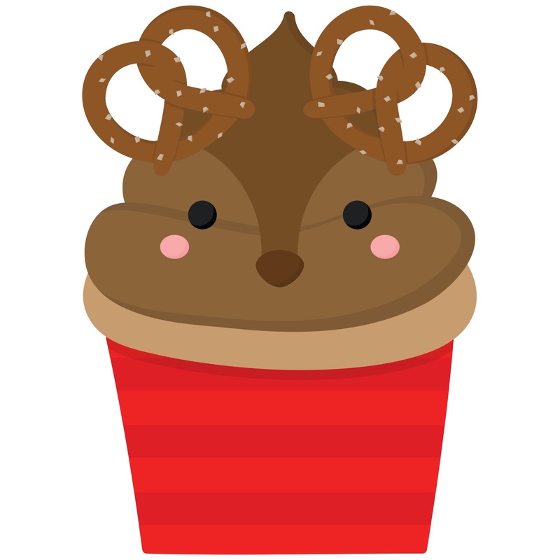 Christmas: Reindeer Cupcake Icon – Removable Adhesive Decal