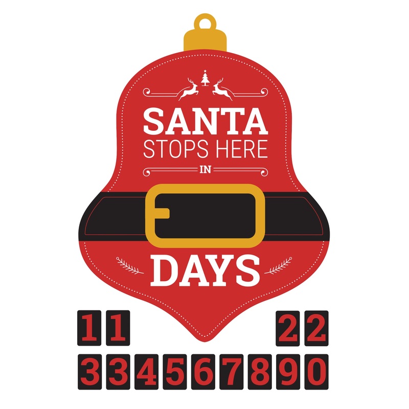 Christmas:  Santa Countdown        –   Removable     Adhesive Decal