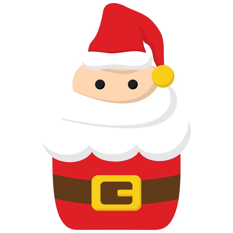Christmas: Santa Cupcake Icon – Removable Adhesive Decal