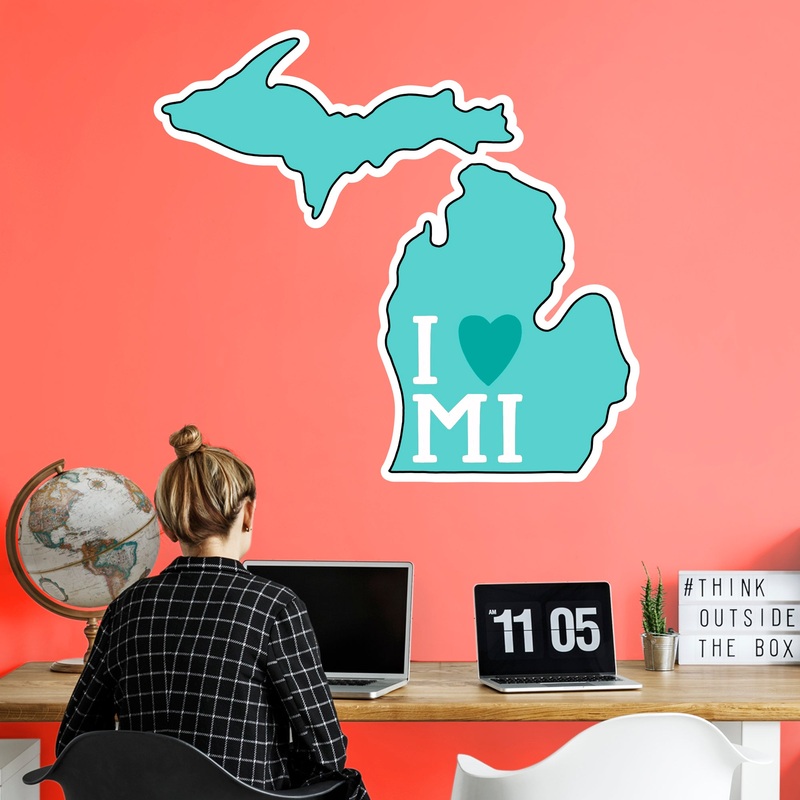 I Love Michigan  – Officially Licensed Big Moods Removable Wall Decal