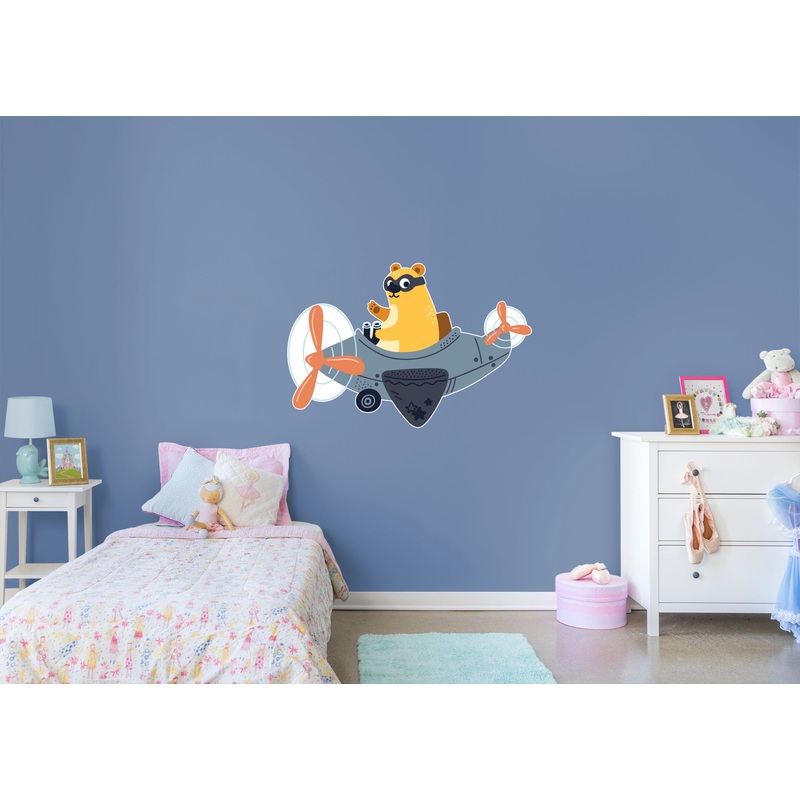 Nursery: Planes Bear Icon        –   Removable     Adhesive Decal