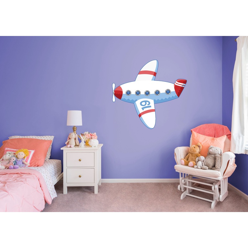 Nursery: Planes White Plane Icon        –   Removable     Adhesive Decal