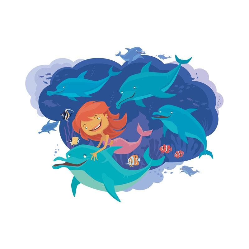 Nursery:  Playing with Dolphins Icon        –   Removable Wall   Adhesive Decal