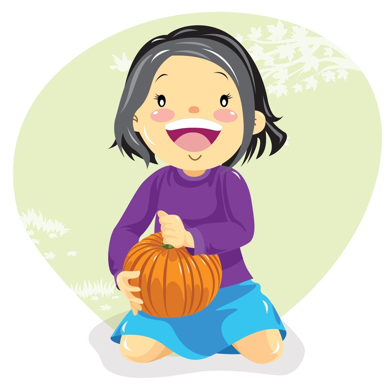 Seasons Decor: Autumn Girl with Pumpkin Icon        –   Removable Wall   Adhesive Decal