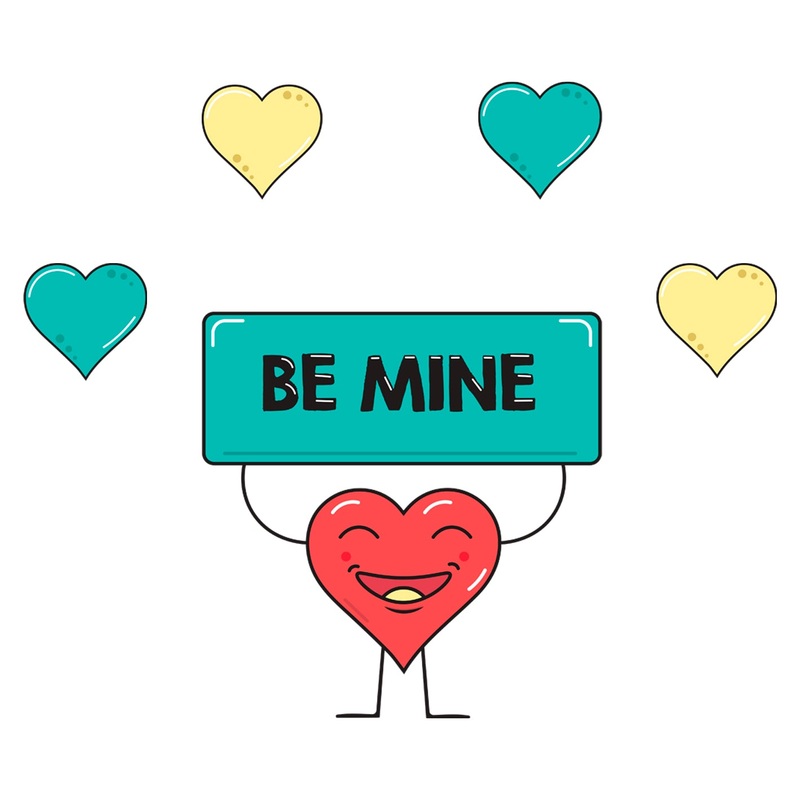 Valentine’s Day:  Be Mine Heart        –   Removable     Adhesive Decal