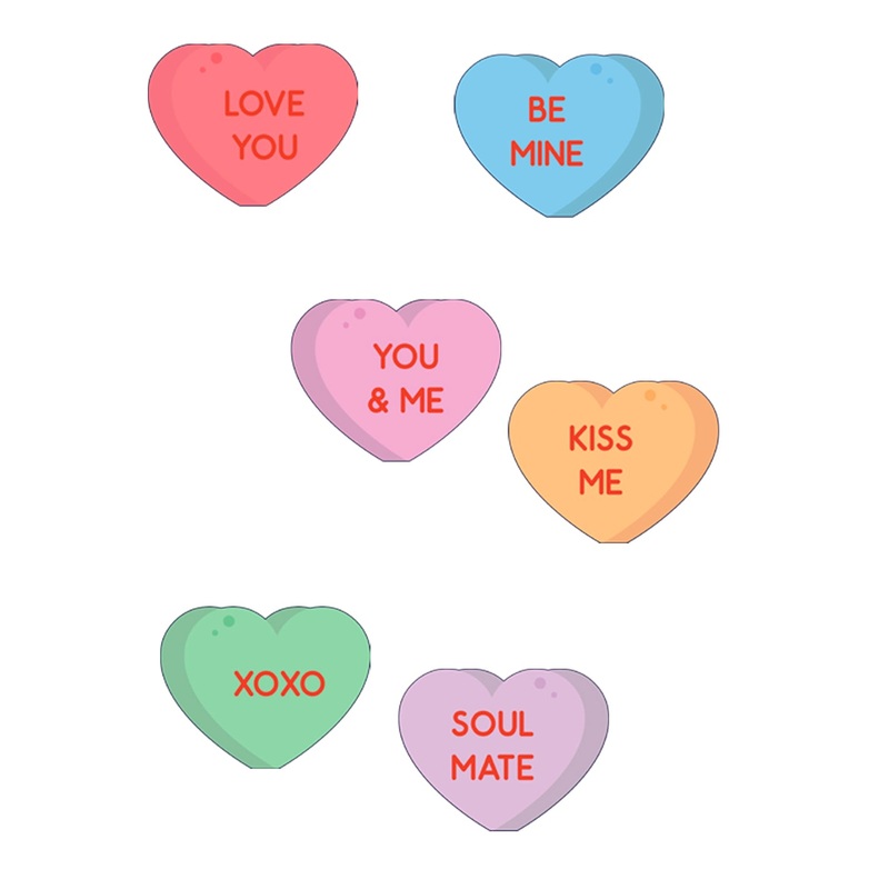 Valentine’s Day:  Candy Hearts        –   Removable     Adhesive Decal