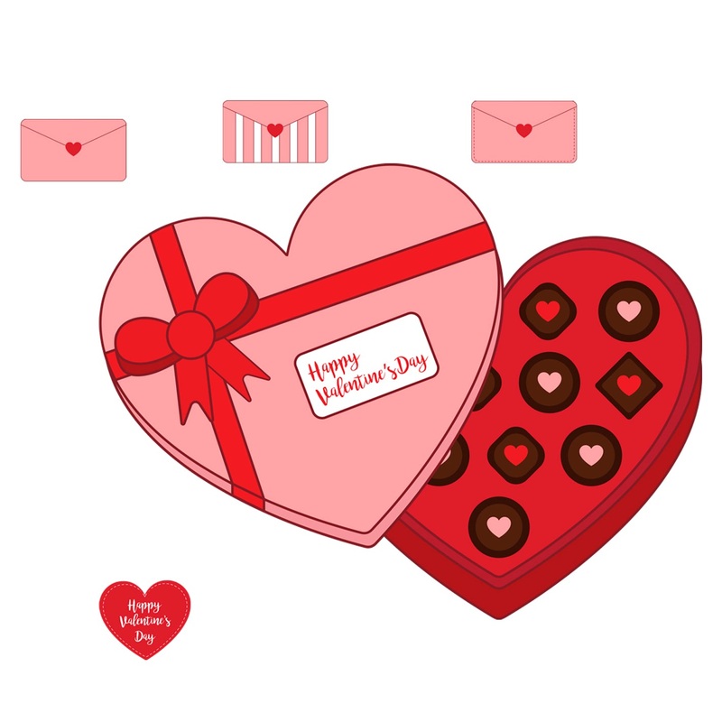 Valentine’s Day:  Chocolate Box        –   Removable     Adhesive Decal