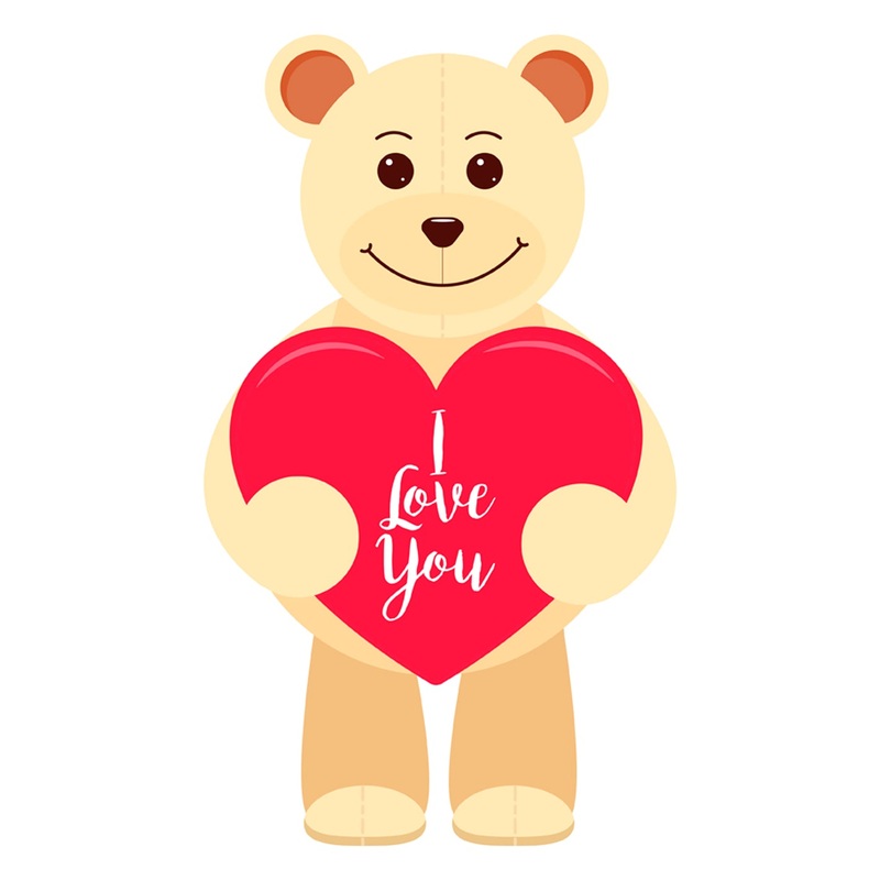 Valentine’s Day:  Teddy Bear        –   Removable     Adhesive Decal
