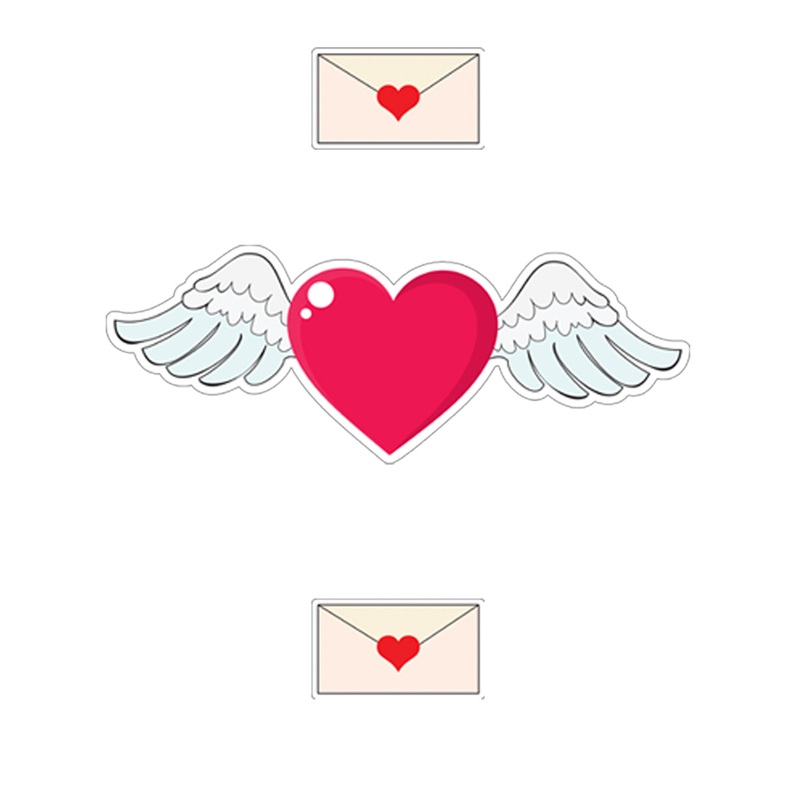 Valentine’s Day:  Winged Heart        –   Removable     Adhesive Decal