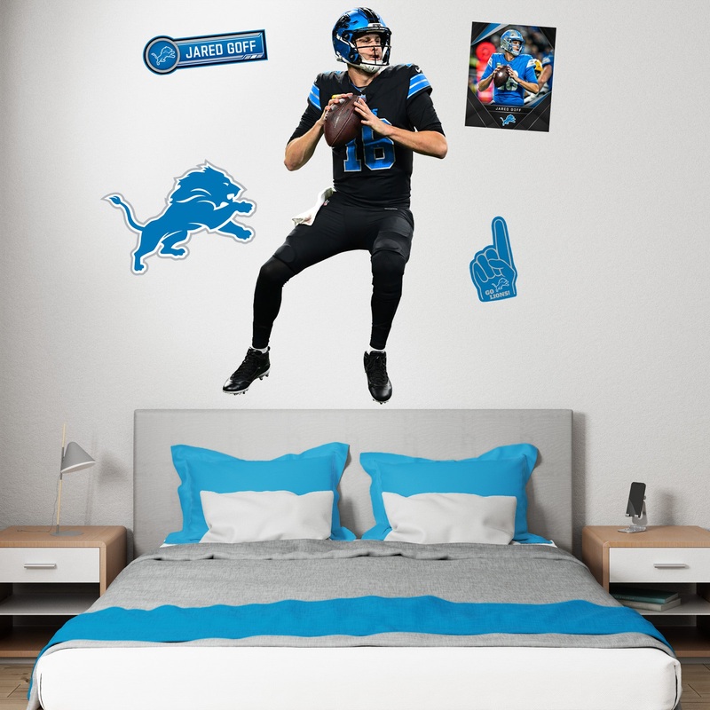 Jared Goff – RealBig Black Jersey Collection – Official NFL – Detroit Lions – Reusable Vinyl Wall Decals