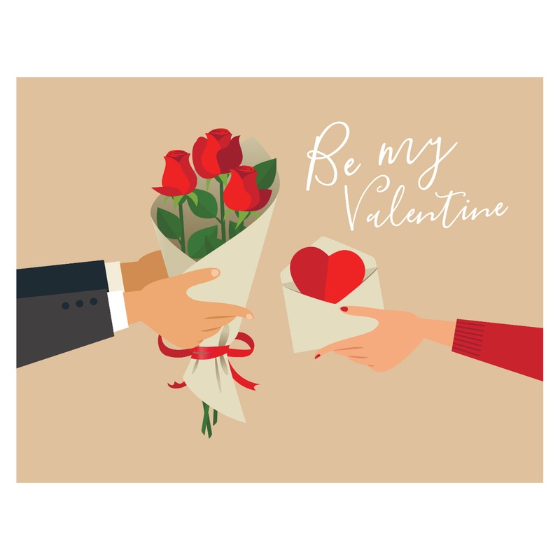 Valentine’s Day:  Be My Valentine Mural        –   Removable     Adhesive Decal