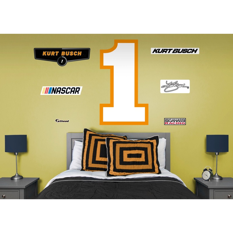 Kurt Busch #1 Logo – RealBig Collection – Official NASCAR – Reusable Vinyl Wall Decals