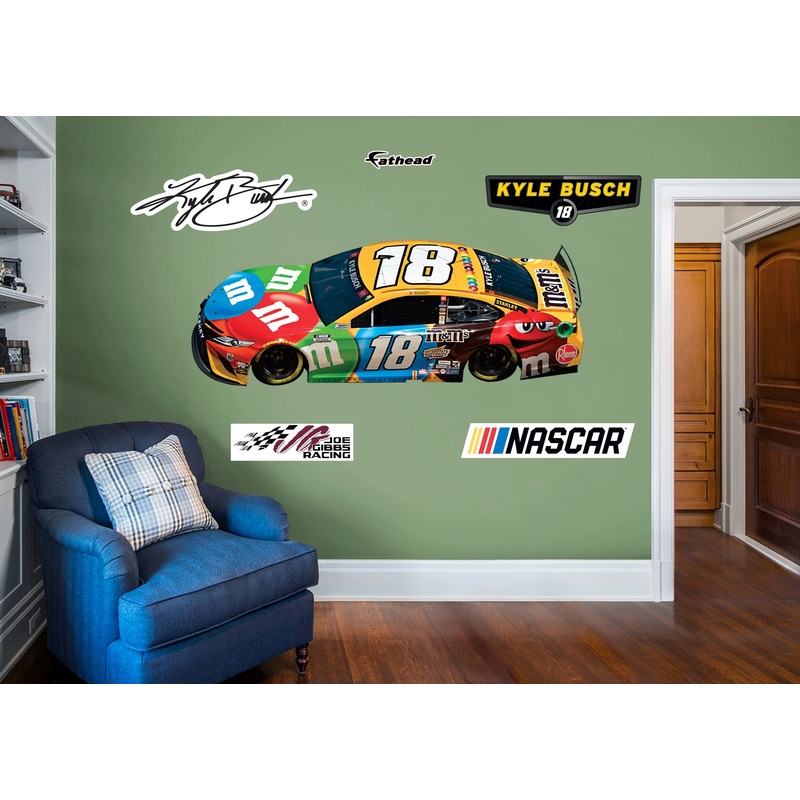 Kyle Busch M&Ms Car – RealBig Collection – Official NASCAR – M&Ms Racing – Reusable Vinyl Wall Decals