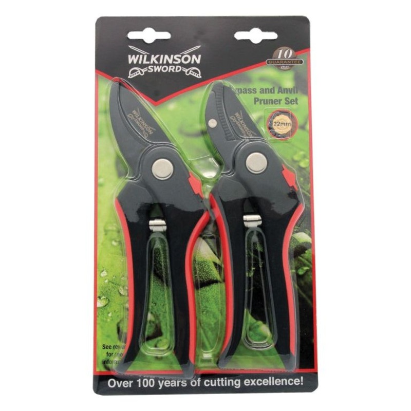Wilkinson Sword Bypass & Anvil Pruners Set  Twin Pack