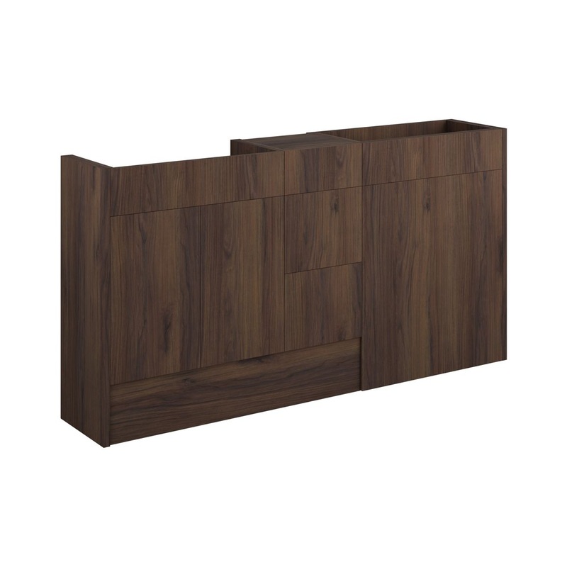 Paddock 1536mm Standard Basin, WC & 3 Drawer Unit Pack – Warm Walnut