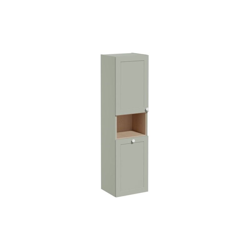 VitrA Root Classic 40cm 2 Door Semi-Tall Unit w/Laundry Basket (LH Hinge) – Matt Retro Green