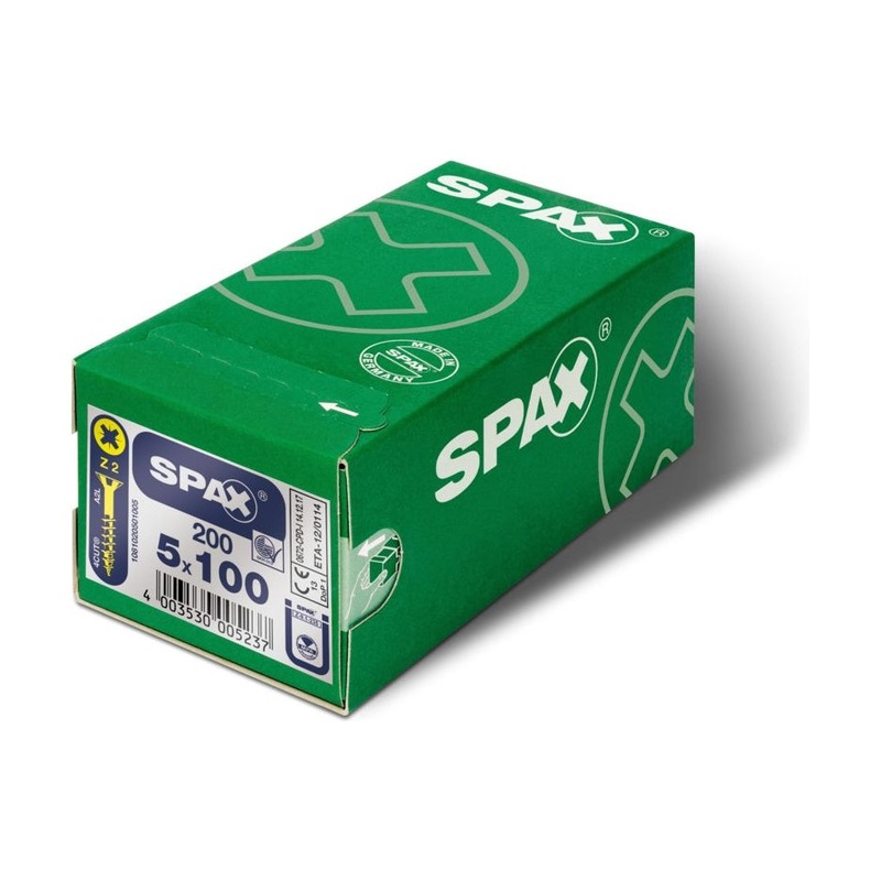 Spax Flat Countersunk VP5 200 Pack 5×100