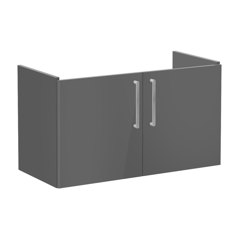 VitrA Root Flat 100cm 2 Door Washbasin Unit – Anthracite High Gloss