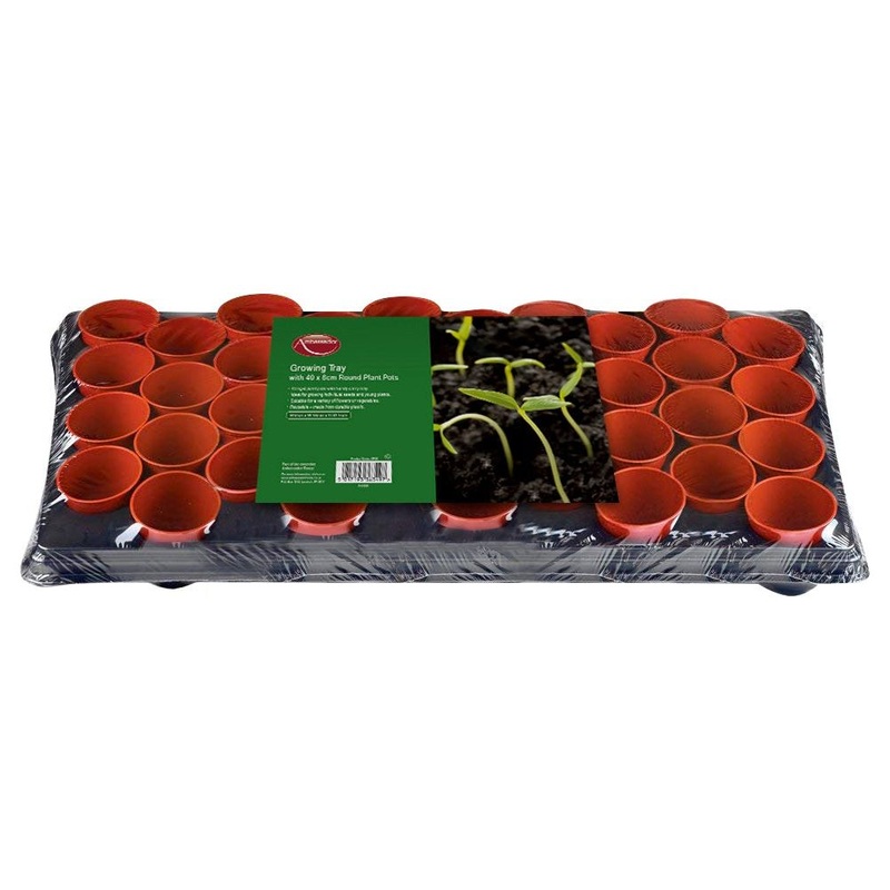 Ambassador Growing Tray|18 x 9cm Round Pots|18 x 9cm Square Pots|With 40 Round Pots