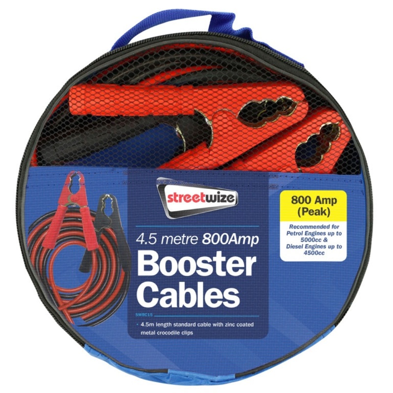 Streetwize Heavy Duty 4.5m Booster Cables 800amp