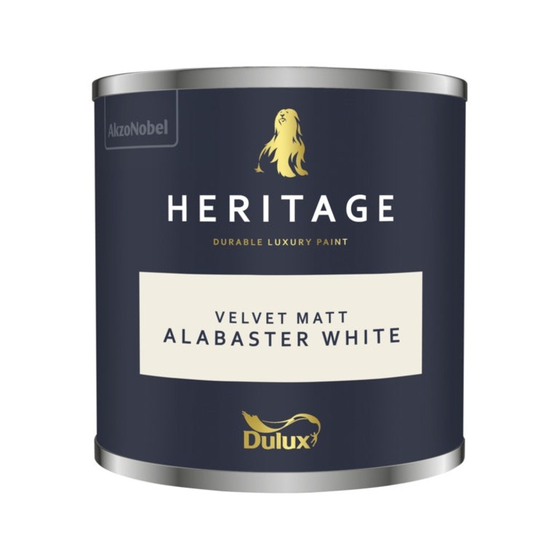 Dulux Heritage Tester 125ml|Alabaster White|Ancient Sandstone|Ash White|Bathstone Beige|Beachcomb Grey|Biscuit Beige|Blue Ribbon|Boathouse Blue|Brushed Gold|Buff|Butter Cup|Candle Cream|Chalk White|Cherry Truffle|Chiltern White|China White|Clear Skies|Cop