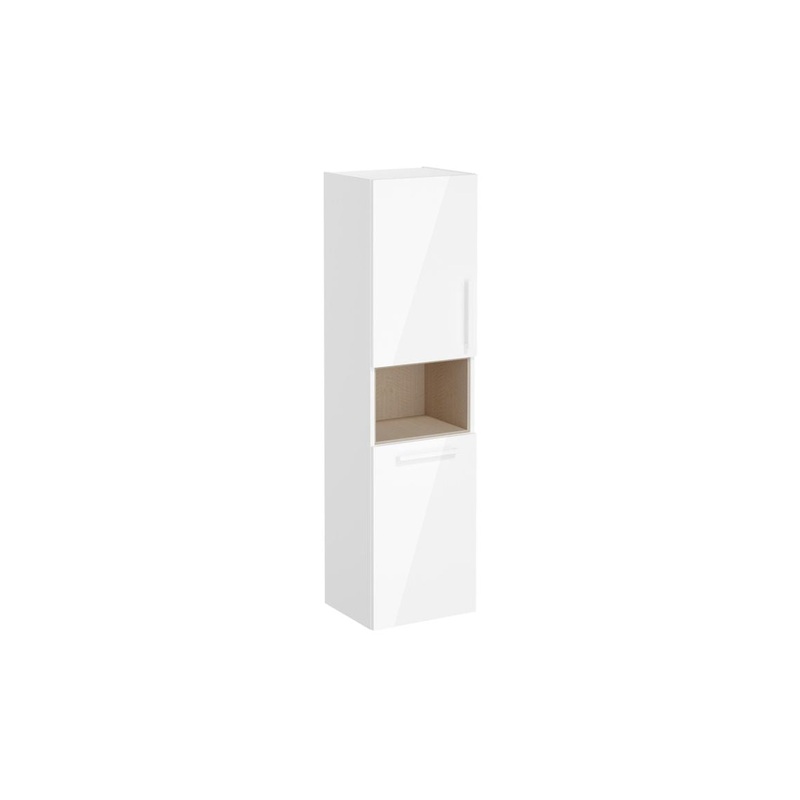 VitrA Root Flat 40cm 2 Door Semi-Tall Unit w/Laundry Basket (LH Hinge) – High Gloss White