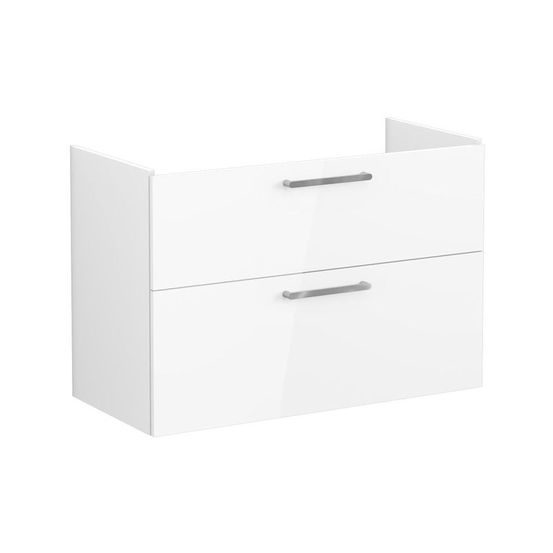 VitrA Root Flat 100cm 2 Drawer Washbasin Unit – High Gloss White