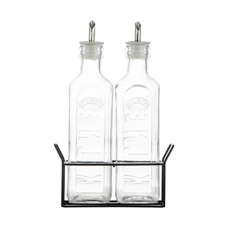 Kilner Oil Bottles & Metal Rack Set 2