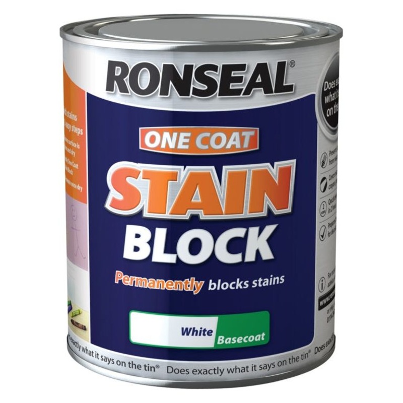 Ronseal One Coat Stain Block|2.5L White|750ml White