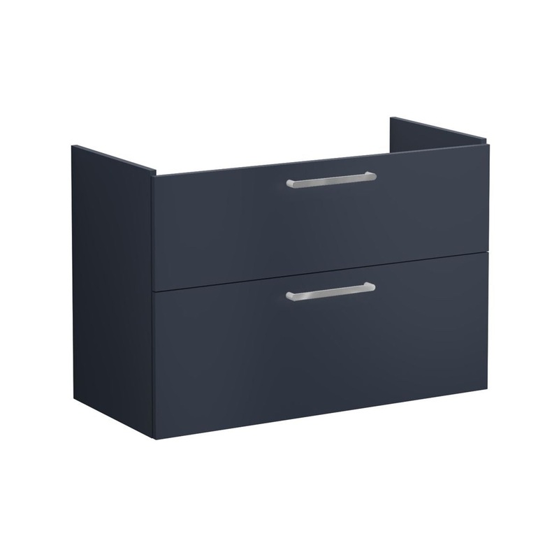 VitrA Root Flat 100cm 2 Drawer Washbasin Unit – Matt Dark Blue