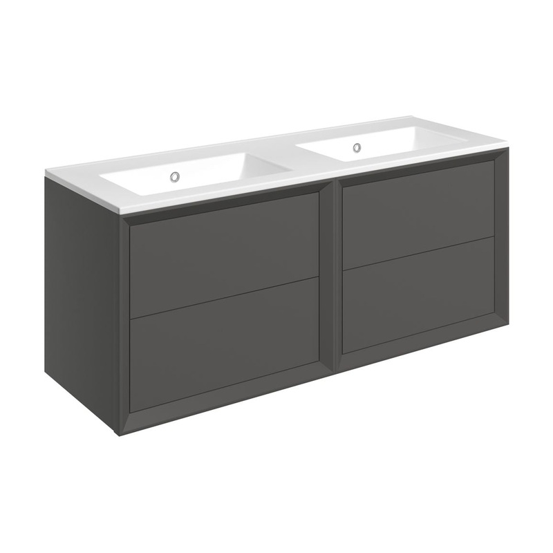 Ripon 1210mm Wall Hung 4 Drawer Basin Unit & 2TH Thin Edge Basin – Matt Clay
