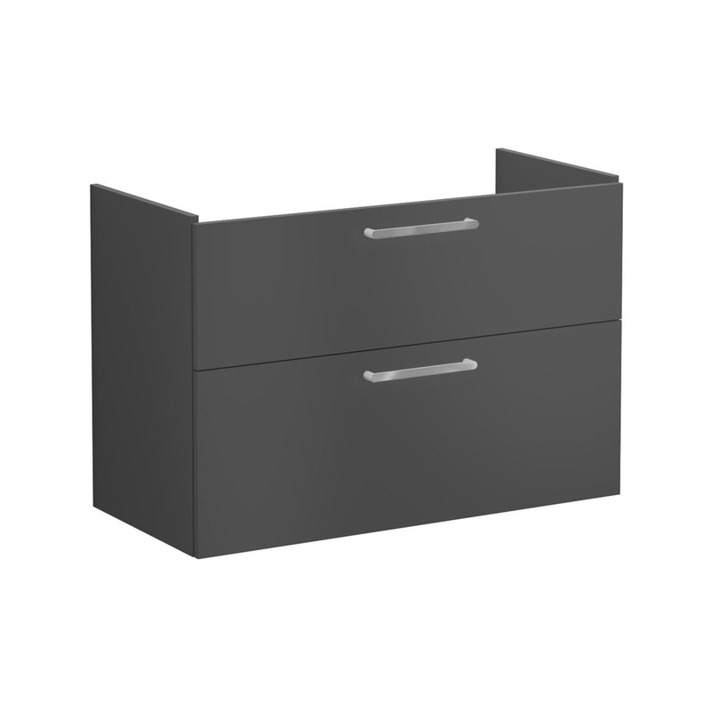VitrA Root Flat 100cm 2 Drawer Washbasin Unit – Matt Storm Grey