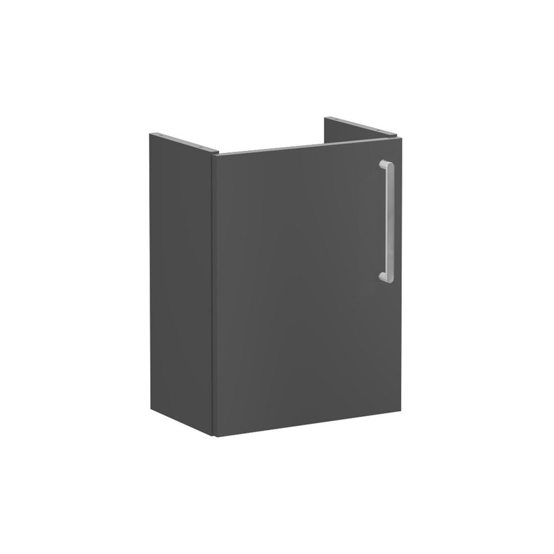 VitrA Root Flat 40cm 1 Door Wall Hung Slim Washbasin Unit (LH Hinge) – Matt Storm Grey