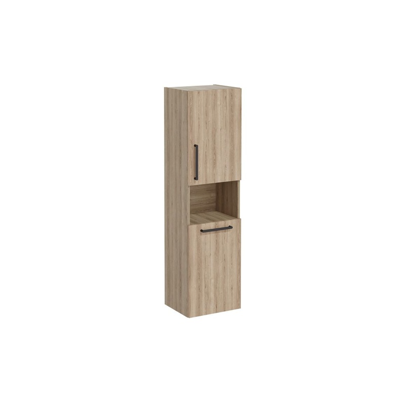 VitrA Root Flat 40cm 2 Door Semi-Tall Unit w/Laundry Basket (RH Hinge) – Natural Oak
