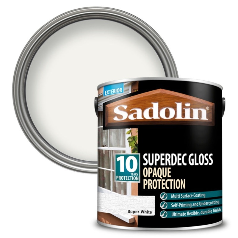 Sadolin Superdec Opaque Woodstain Gloss – Super White 2.5L