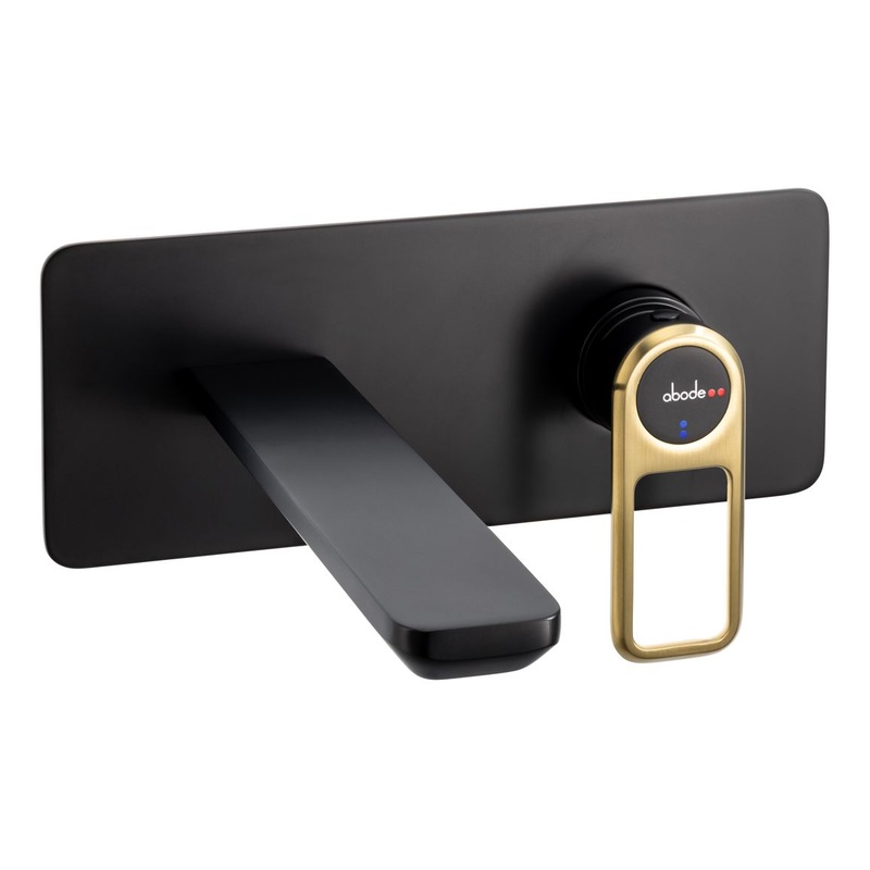 Abode Levarto Wall Mounted Basin / Bath Mixer – Matt Black & Brass