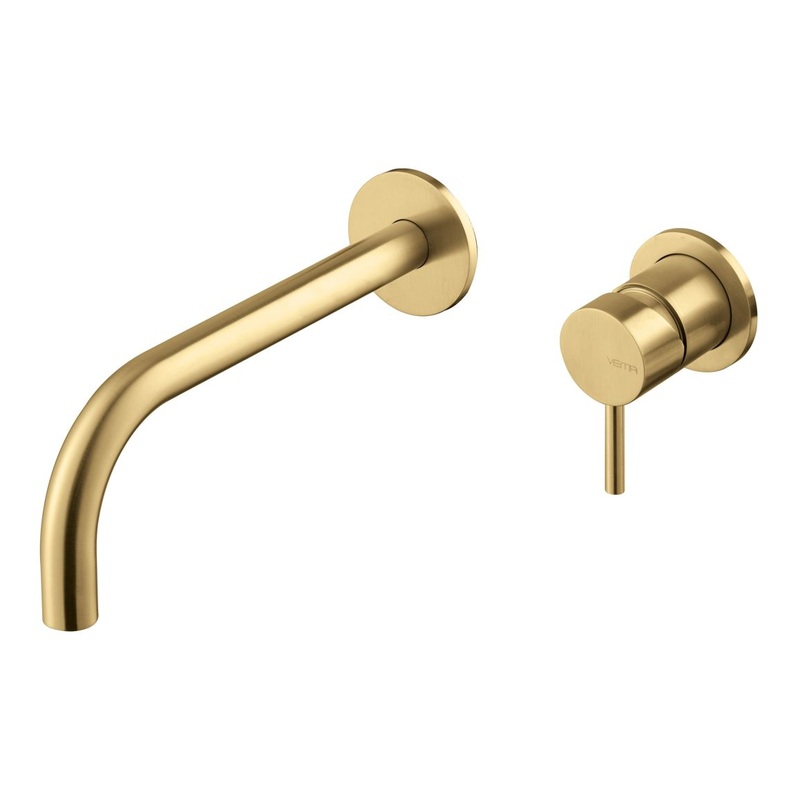 Vema Tiber Wall Mounted Basin Mixer – Brushed Brass