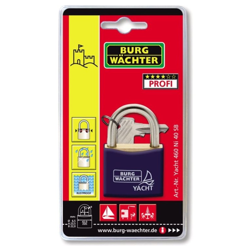 Burg-Wchter Stainless Steel Shackle Yacht Padlock