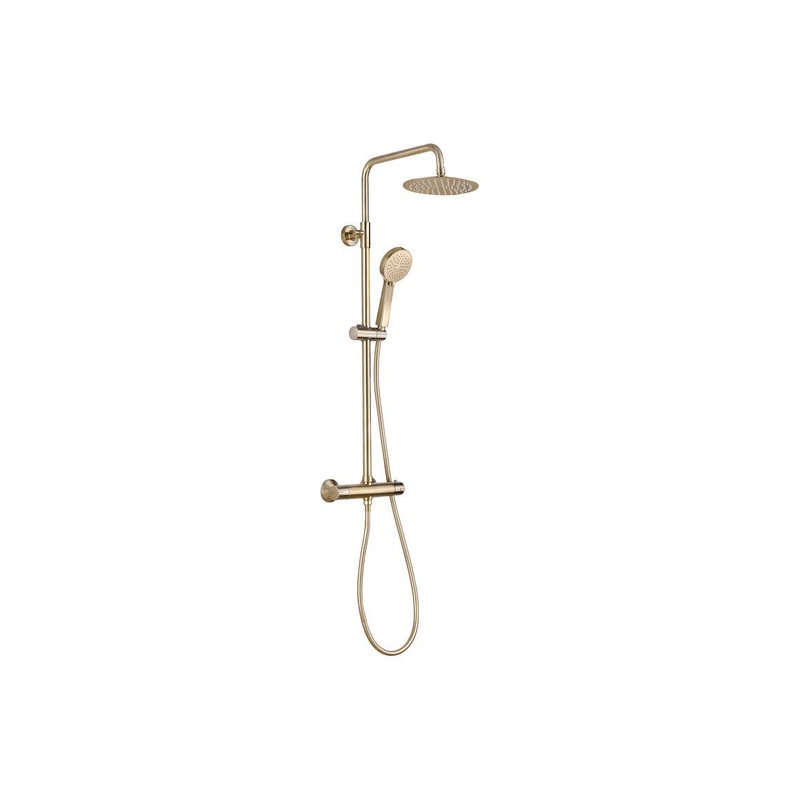 Round Thermostatic Bar Mixer w/Riser Kit – Brushed Brass