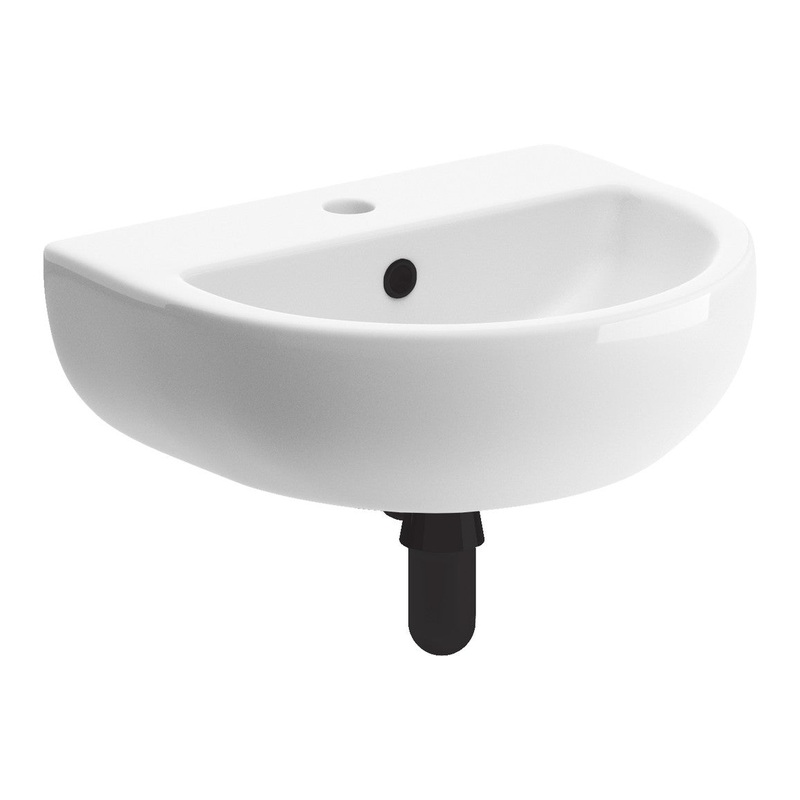 Opobo 450x380mm 1TH Cloakroom Basin & Chrome Bottle Trap