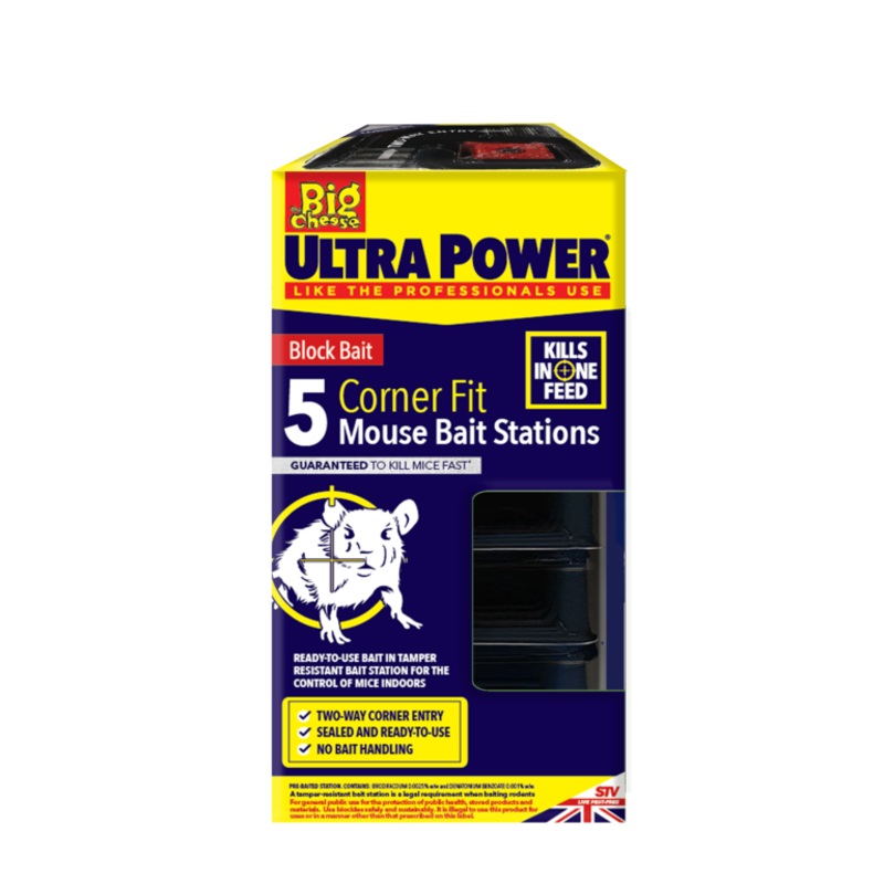 Ultra Power Corner Fit Mouse Bait Station  Pack of 5