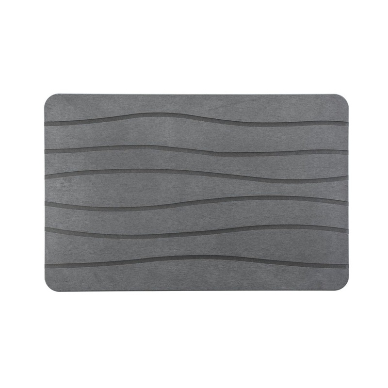 Blue Canyon Diatomite Bathroom Mat Waves 40 x 60cm Grey