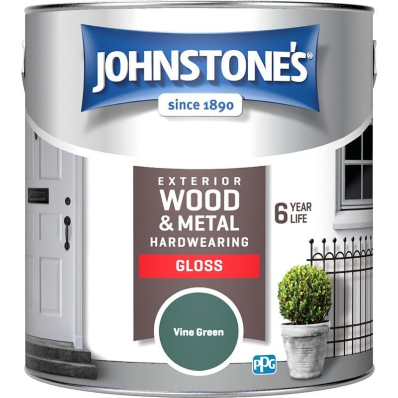 Johnstone’s Exterior Hardwearing Gloss 2.5L Vine Green
