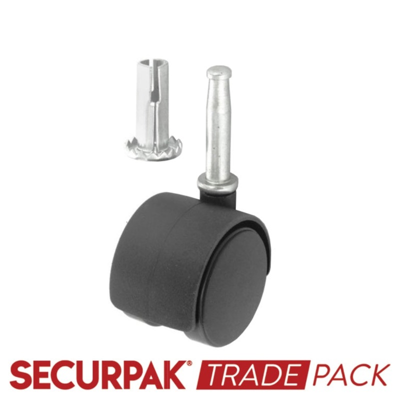 Securpak Twin Wheel Castors Stem 40mm 2 Pack