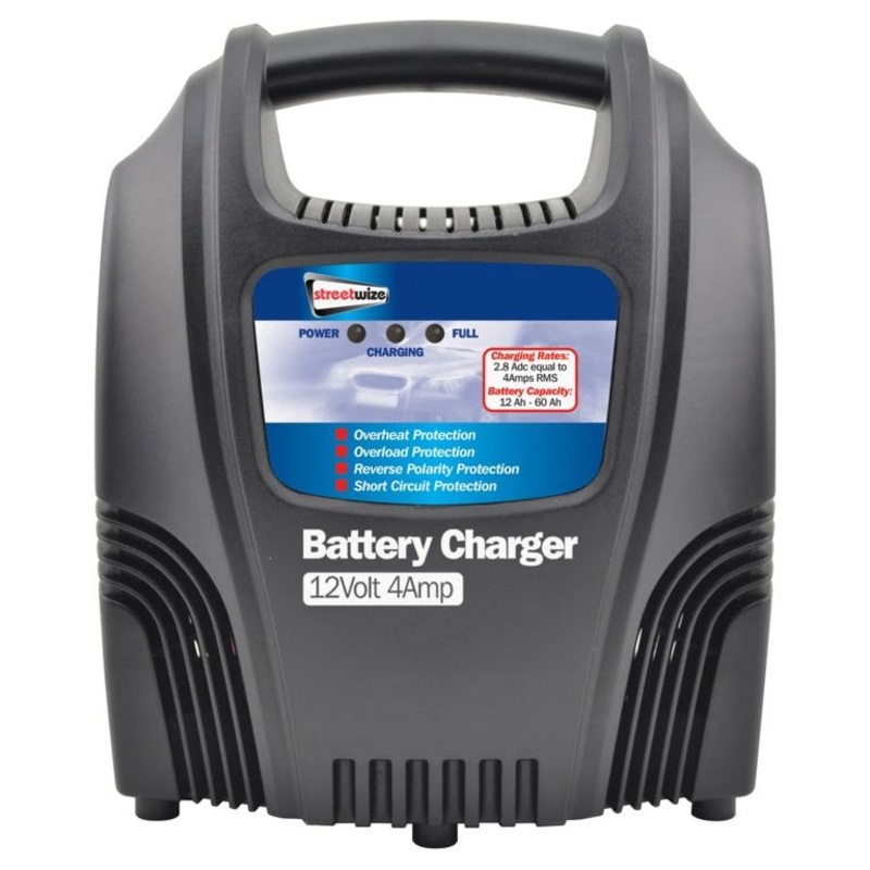 Streetwize Battery Charger – Plastic Cased 12V/4Amp