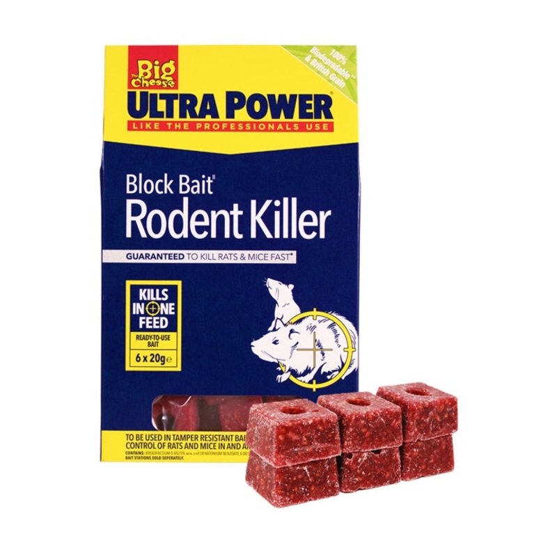 The Big Cheese Ultra Power Block Bait Rat Killer Station Refills – 6 x 20g blocks