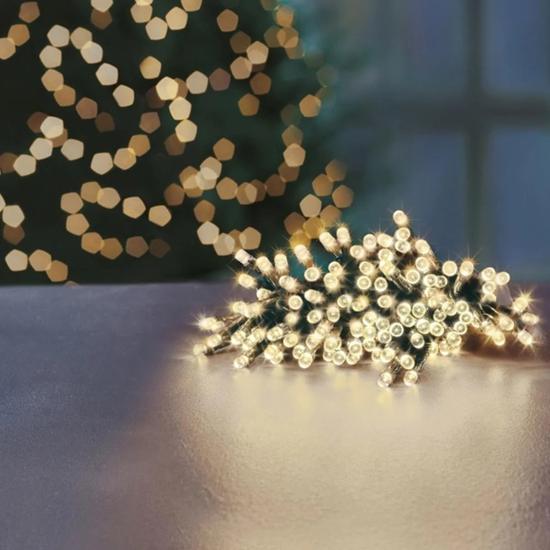 100 Warm White Multi Action Battery Powered LED Lights with Timer